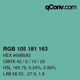 Color code: RGB 105 181 163 | qconv.com