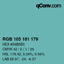Color code: RGB 105 181 179 | qconv.com