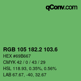 カラーコード: RGB 105 182.2 103.6 | qconv.com