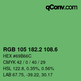 カラーコード: RGB 105 182.2 108.6 | qconv.com