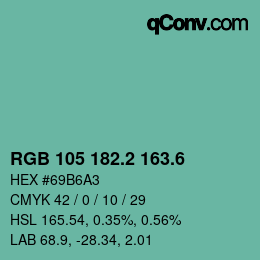 カラーコード: RGB 105 182.2 163.6 | qconv.com