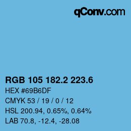 カラーコード: RGB 105 182.2 223.6 | qconv.com