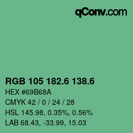 カラーコード: RGB 105 182.6 138.6 | qconv.com