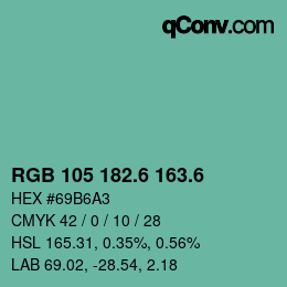 カラーコード: RGB 105 182.6 163.6 | qconv.com