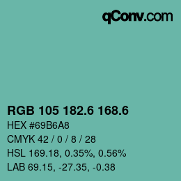カラーコード: RGB 105 182.6 168.6 | qconv.com