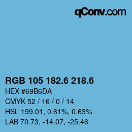 カラーコード: RGB 105 182.6 218.6 | qconv.com