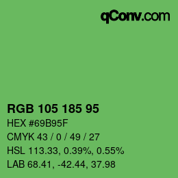 Color code: RGB 105 185 95 | qconv.com