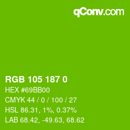 Color code: RGB 105 187 0 | qconv.com