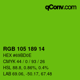 Color code: RGB 105 189 14 | qconv.com