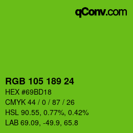 カラーコード: RGB 105 189 24 | qconv.com