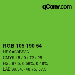 Código de color: RGB 105 190 54 | qconv.com