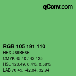 Code couleur: RGB 105 191 110 | qconv.com