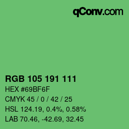 Código de color: RGB 105 191 111 | qconv.com