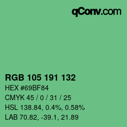 Farbcode: RGB 105 191 132 | qconv.com