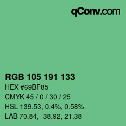 颜色代码: RGB 105 191 133 | qconv.com