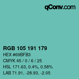 Farbcode: RGB 105 191 179 | qconv.com