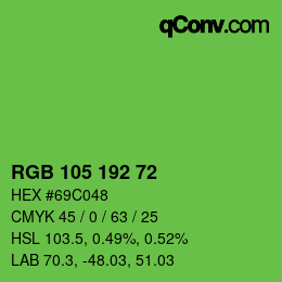 Color code: RGB 105 192 72 | qconv.com
