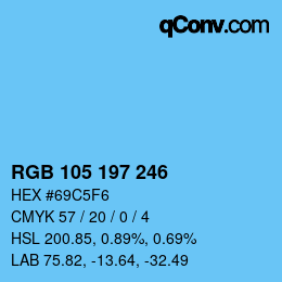 Color code: RGB 105 197 246 | qconv.com