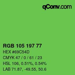 Color code: RGB 105 197 77 | qconv.com