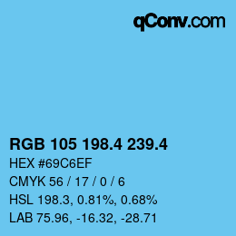 カラーコード: RGB 105 198.4 239.4 | qconv.com