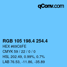 カラーコード: RGB 105 198.4 254.4 | qconv.com