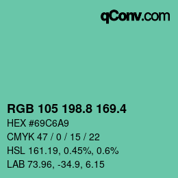 カラーコード: RGB 105 198.8 169.4 | qconv.com
