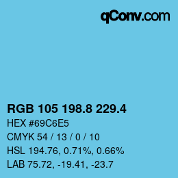 カラーコード: RGB 105 198.8 229.4 | qconv.com