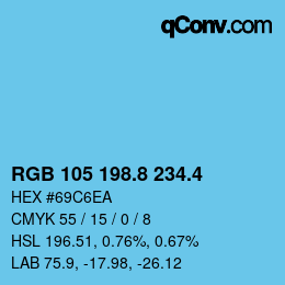カラーコード: RGB 105 198.8 234.4 | qconv.com