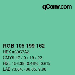 Color code: RGB 105 199 162 | qconv.com