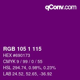 Color code: RGB 105 1 115 | qconv.com