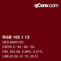 カラーコード: RGB 105 1 13 | qconv.com