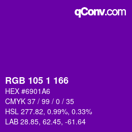 Color code: RGB 105 1 166 | qconv.com