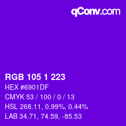 Color code: RGB 105 1 223 | qconv.com