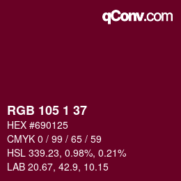 Color code: RGB 105 1 37 | qconv.com