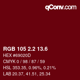 カラーコード: RGB 105 2.2 13.6 | qconv.com