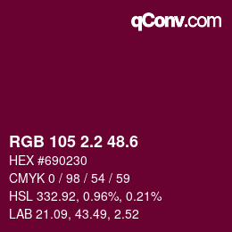 カラーコード: RGB 105 2.2 48.6 | qconv.com