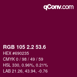 カラーコード: RGB 105 2.2 53.6 | qconv.com