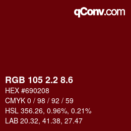 カラーコード: RGB 105 2.2 8.6 | qconv.com