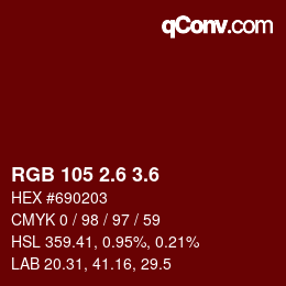 カラーコード: RGB 105 2.6 3.6 | qconv.com