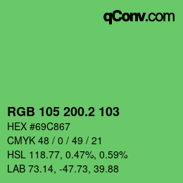 カラーコード: RGB 105 200.2 103 | qconv.com