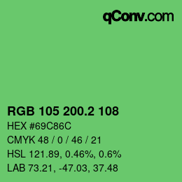 カラーコード: RGB 105 200.2 108 | qconv.com