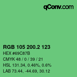 カラーコード: RGB 105 200.2 123 | qconv.com
