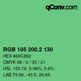 カラーコード: RGB 105 200.2 130 | qconv.com