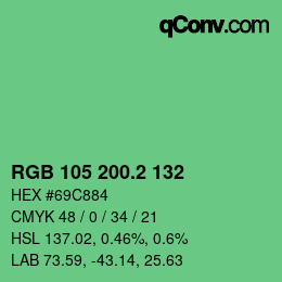 カラーコード: RGB 105 200.2 132 | qconv.com