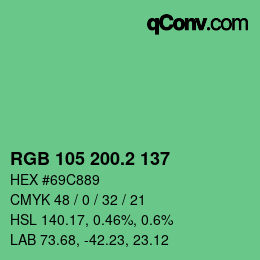 カラーコード: RGB 105 200.2 137 | qconv.com