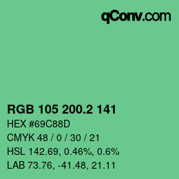 カラーコード: RGB 105 200.2 141 | qconv.com