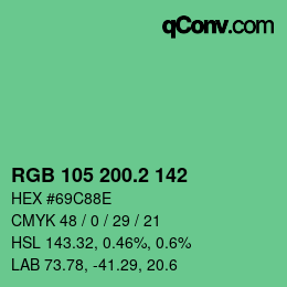 カラーコード: RGB 105 200.2 142 | qconv.com