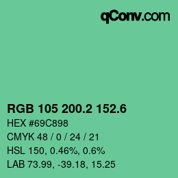 カラーコード: RGB 105 200.2 152.6 | qconv.com