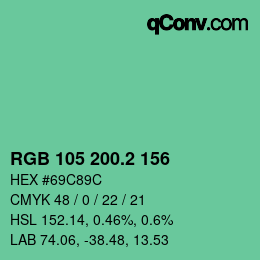 カラーコード: RGB 105 200.2 156 | qconv.com