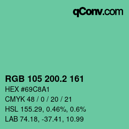 カラーコード: RGB 105 200.2 161 | qconv.com